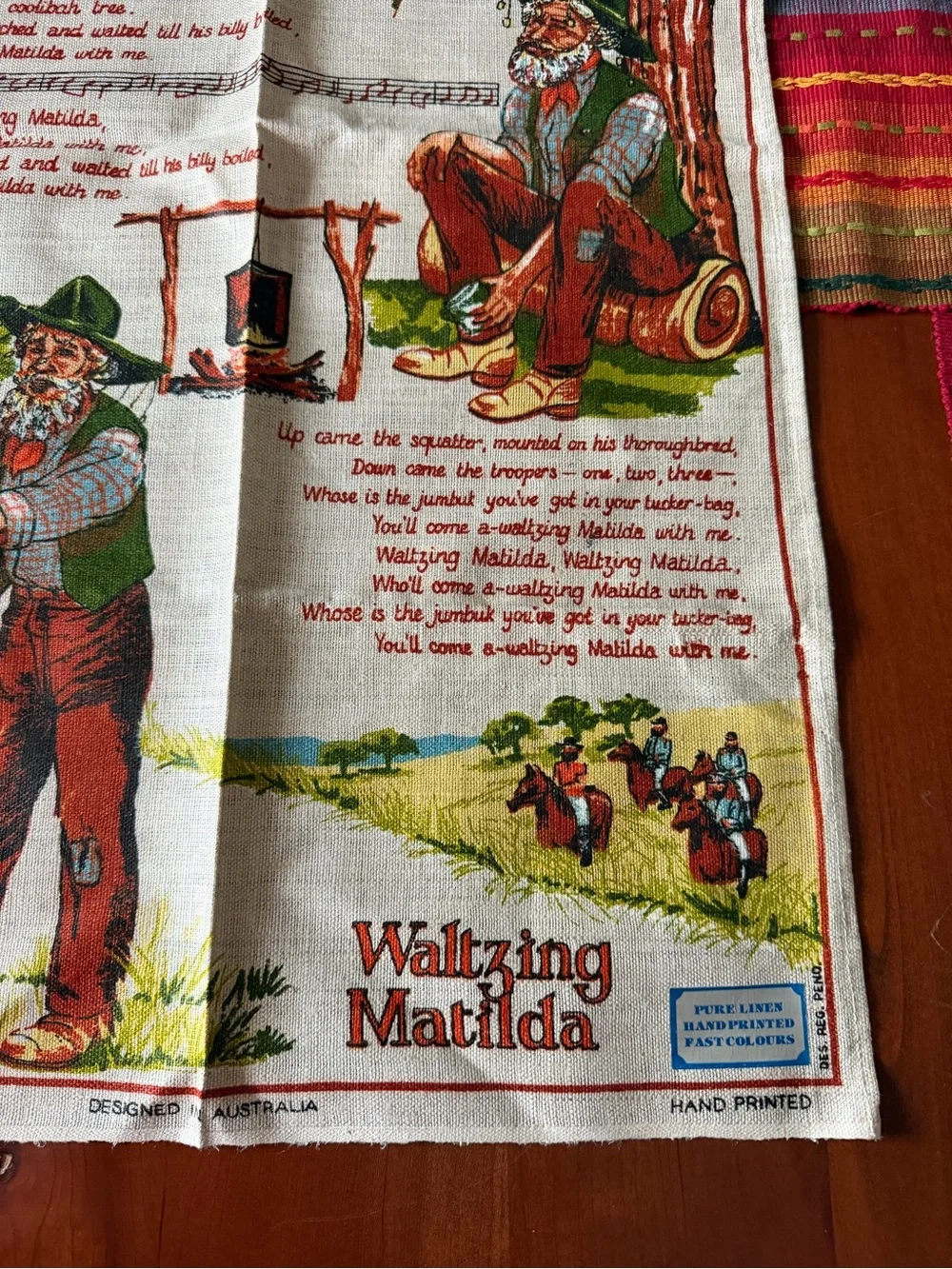Waltzing Matilda Printed Linen tea towel.